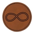 thumbnail image 1 of Infiniti Symbol Sketch Outline 2.5" Faux Leather Round Engraved Iron-On Patch - Brown, 1 of 6