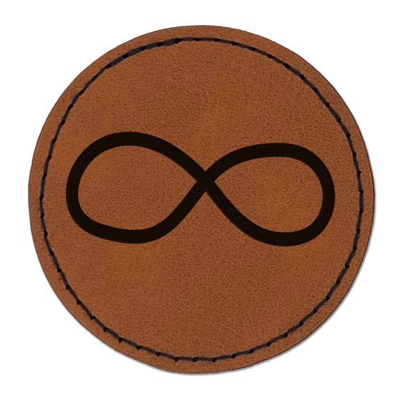Infiniti Symbol Sketch Solid 2.5" Faux Leather Round Engraved Iron-On Patch - Brown