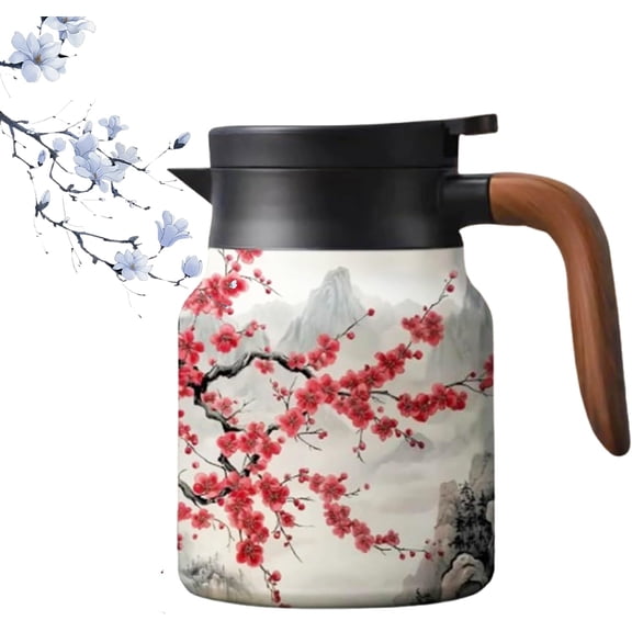 Infinitne Vintage Floral Teapot Stainless Steel Teapot with Removable Infuser, Heat-Retaining Tea Kettle for Loose Leaf Tea & Coffee, Elegant Serving Pot for Hot Beverages