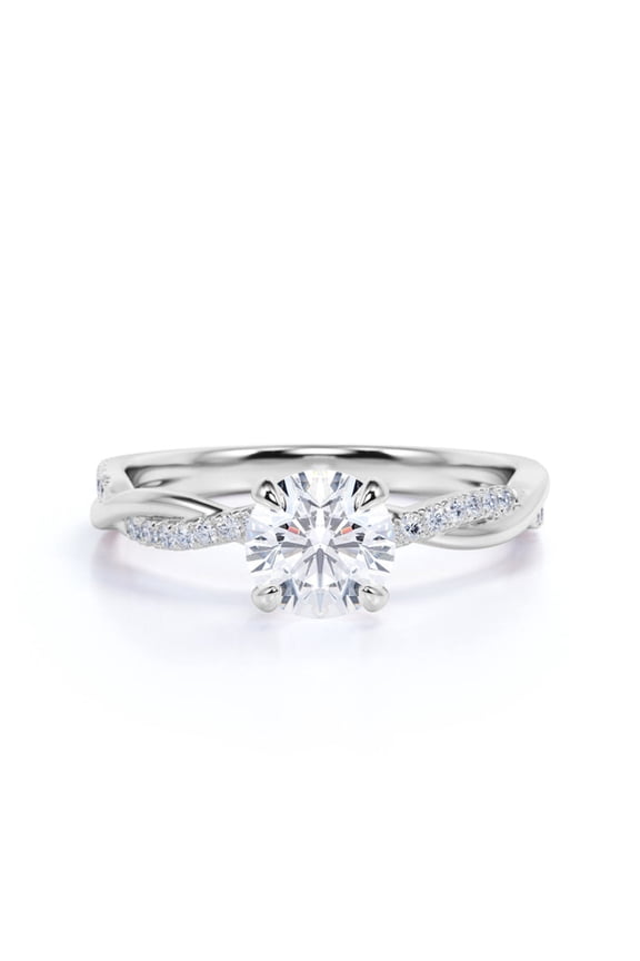 Infinity 1.25 carat Round cut Moissanite Engagement Ring 925 Sterling Silver (Solid) Ring Size - 8 US