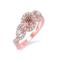 Infinity 1.50 Carat Round cut Morganite and Diamond Halo Engagement Ring in 14k White Gold morganite and diamond engagement ring