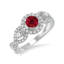 Infinity 1.50 Carat Round cut Ruby and Diamond Halo Engagement Ring in 14k White Gold affordable ruby & diamond engagement ring