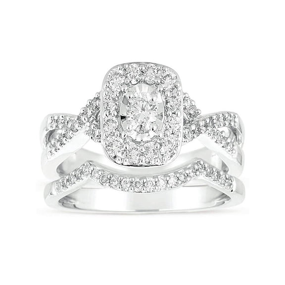 Infinity 1 Carat Round Diamond Wedding Ring Set in White Gold