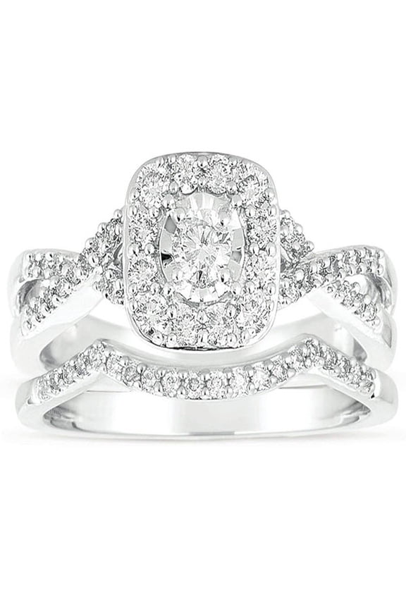 Infinity 1 Carat Round Diamond Wedding Ring Set in White Gold