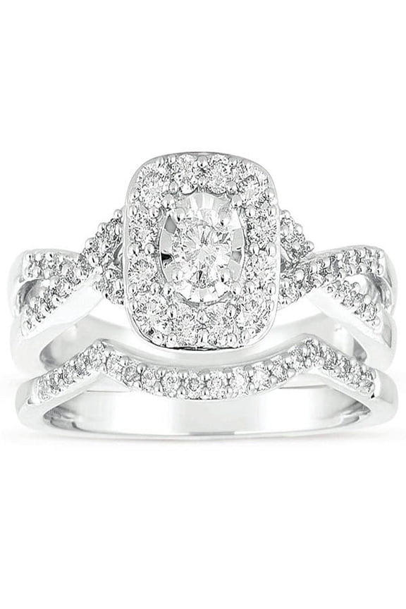 Infinity 1 Carat Round Diamond Wedding Ring Set in White Gold