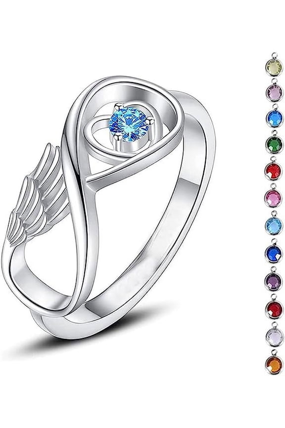 Infinity 12 Birthstone Mini Ring Hold Loved Ones Ashes Cremation Urn Ring for Women Finger Ring Memorial Jewelry