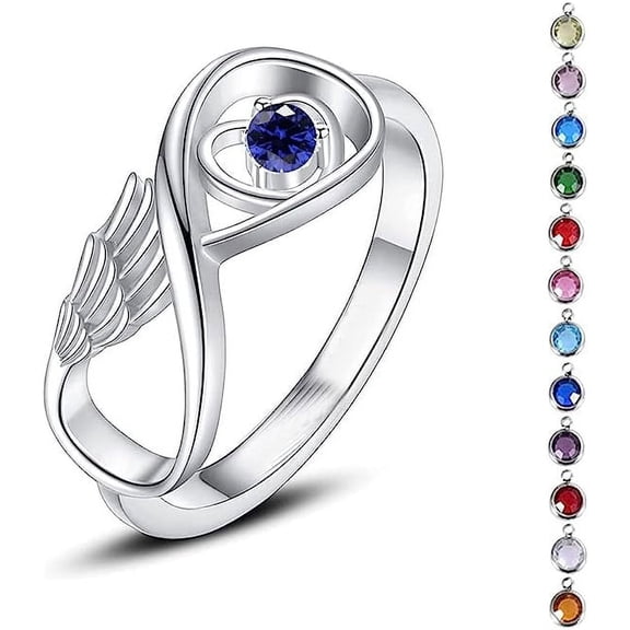 Infinity 12 Birthstone Mini Ring Hold Loved Ones Ashes Cremation Urn Ring for Women Finger Ring Memorial Jewelry