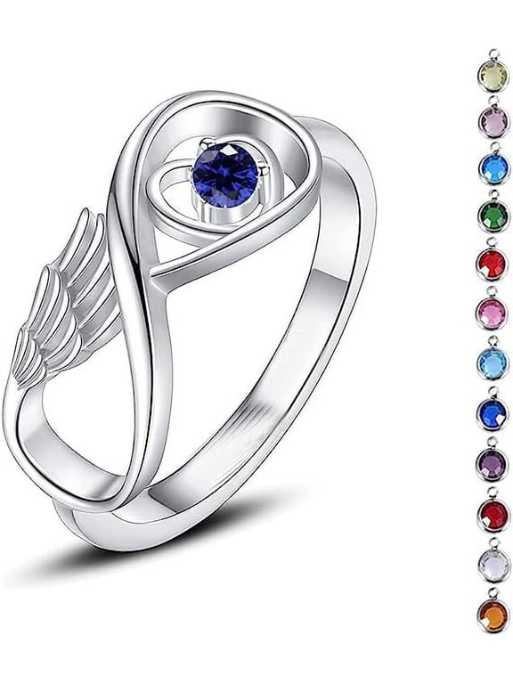 Infinity 12 Birthstone Mini Ring Hold Loved Ones Ashes Cremation Urn Ring for Women Finger Ring Memorial Jewelry