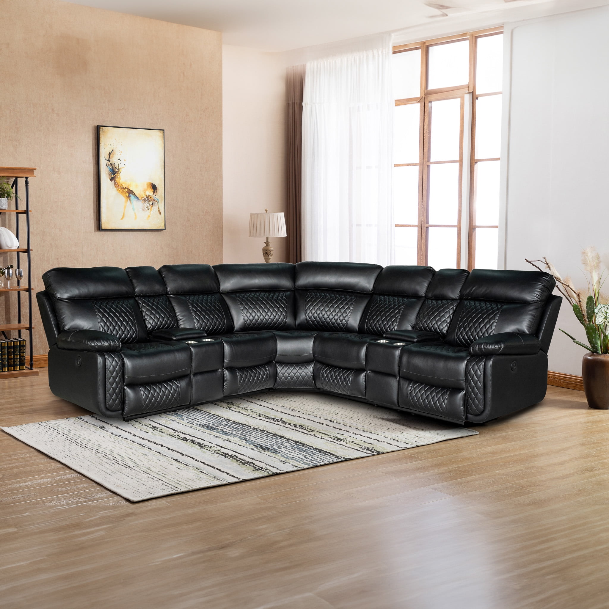 Living Room Reclining Sectional Brown