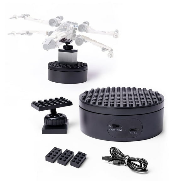 BrickMaster Displays - Infinity 360 Motorized Turntable -Compaitable with Lego, in Black
