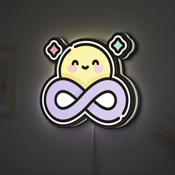 Infinity 3D Novelty Light Box, Endless Love and Friendship Wall Art, Happy Emoticon Decor (Height 16 inch, 40cm)