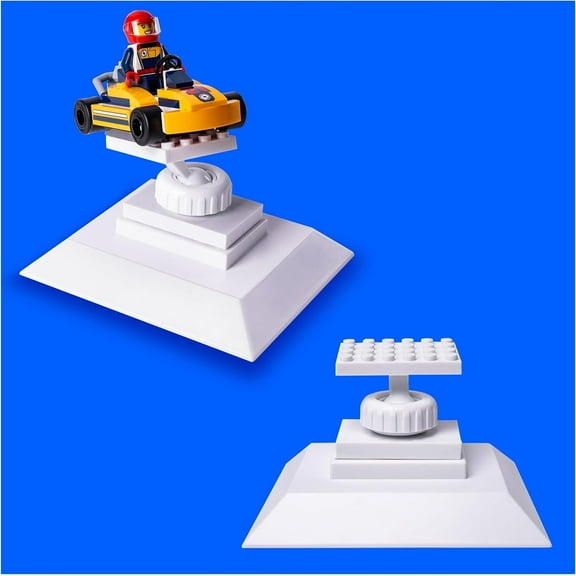 BrickMaster Displays, Infinity Angle Building Block Stand (2-Pack, White) Adjustable stand Compatible with LEGO Sets