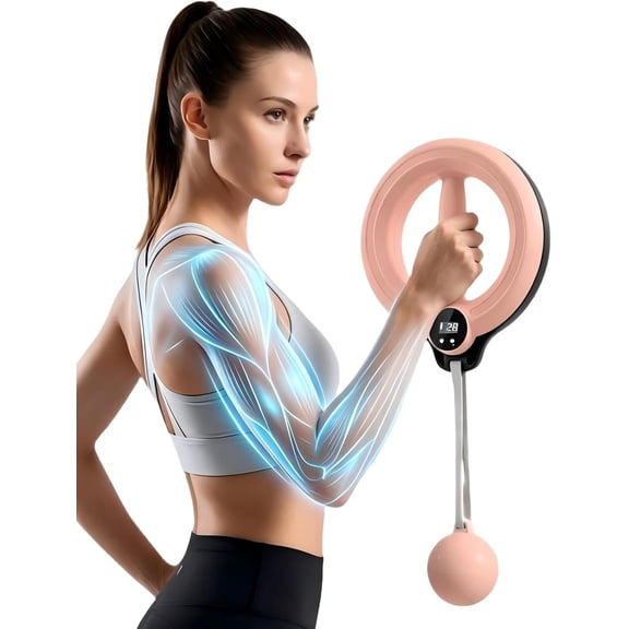 Infinity Arm Hoop, 2026 Upgrade Infinity Hoop for Arms and Shoulder Exercise Equipment, Smart Flabby Arm Exerciser with Digital Tracker, Hand-Crank Forearm Workout for Home Gym Exercise (Pink)