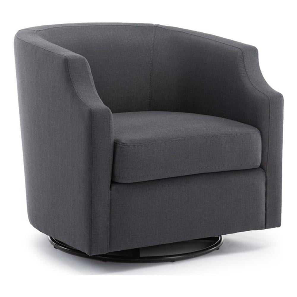 Infinity Ashen Gray Polyester Swivel Barrel Accent Chair