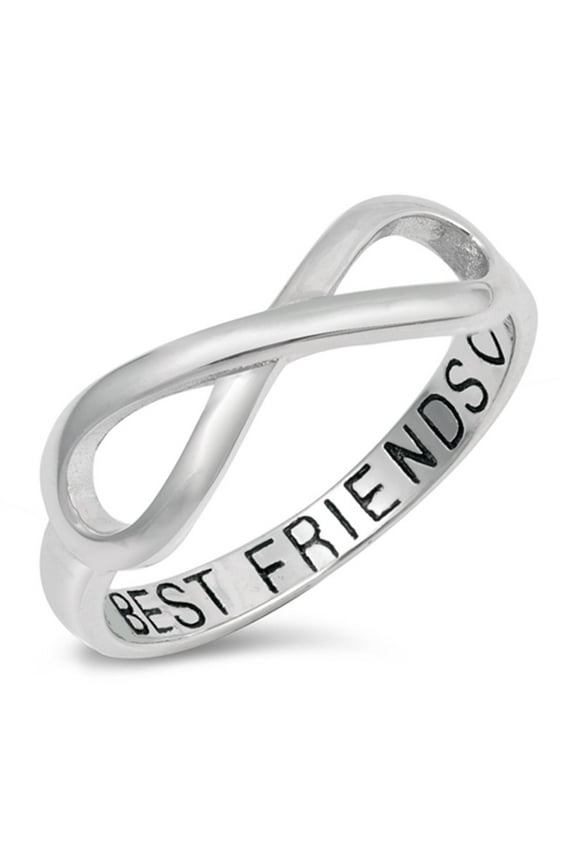 Infinity Best Friends Heart Ring .925 Sterling Silver Friendship Band Jewelry Female Male Size 10
