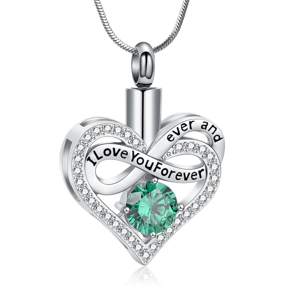 Infinity Birthstone Cremation Urn Necklace for Ashes Heart Ash Necklace for Women Memorial Cremation Jewelry Ash Holder