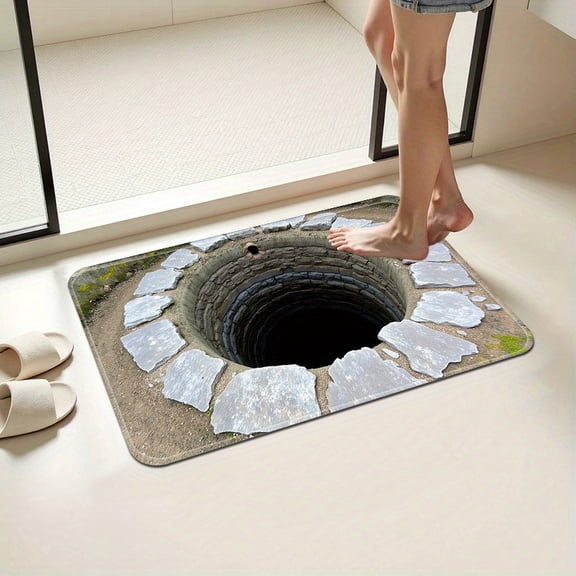 Infinity Black Hole Optical Illusion Floor Mat, Non-Slip, Ideal for Bathroom, Kitchen and Living Room