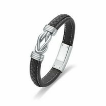 Infinity Black Leather Bracelet Funeral Urns Braslets for Cremation Ashes Holder for Family Pet Cremation Jewelry for Ashes