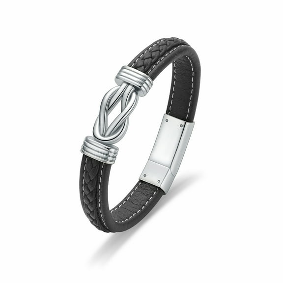 Infinity Black Leather Bracelet Funeral Urns Braslets for Cremation Ashes Holder for Family Pet Cremation Jewelry for Ashes