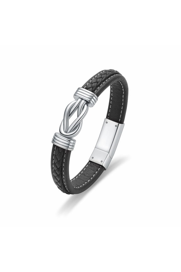 Infinity Black Leather Bracelet Funeral Urns Braslets for Cremation Ashes Holder for Family Pet Cremation Jewelry for Ashes