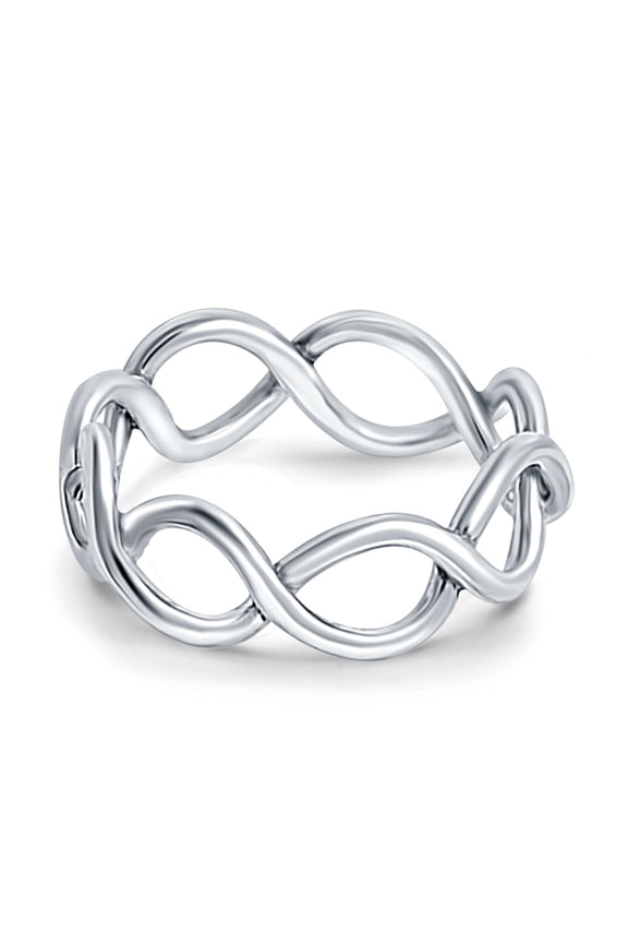 Infinity Braided Crossover Ring 925 Sterling Silver Size 13