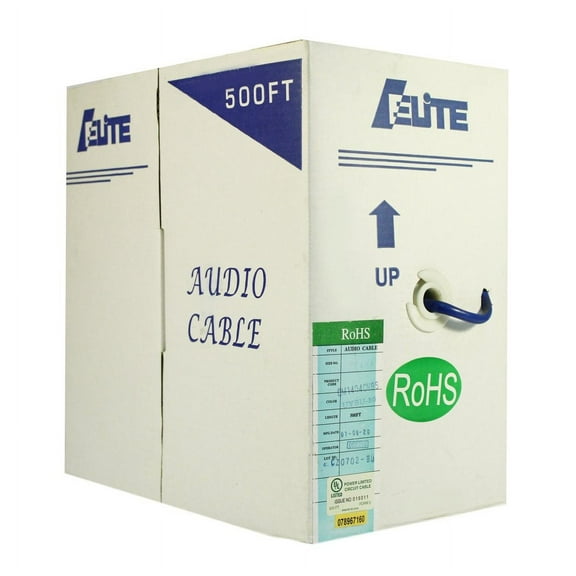 Infinity Cable Audio Cable, 14 AWG 4 Conductor, 100% Pure Copper, PVC jacket, 500ft bulk cable, Blue