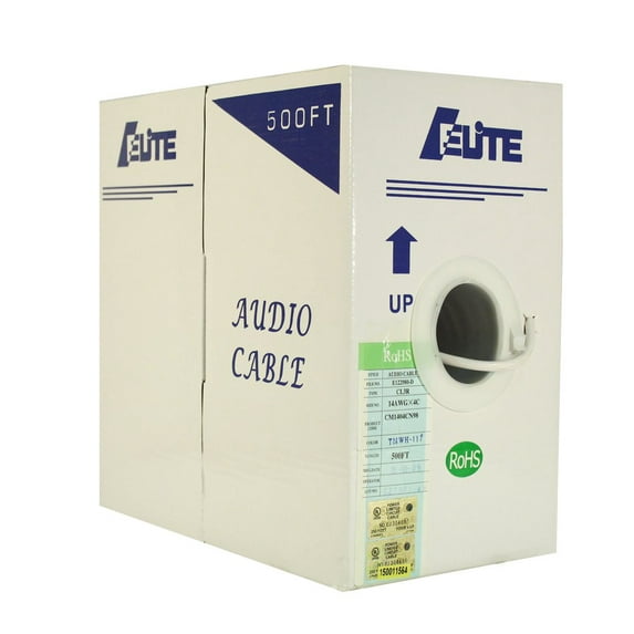 Infinity Cable Audio Cable, 14 AWG 4 Conductor, 100% Pure Copper, PVC jacket, 500ft bulk cable, White