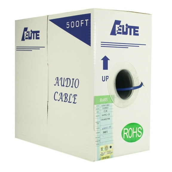 Infinity Cable Audio Cable, 16 AWG 4 Conductor, 100% Pure Copper, PVC jacket, 500ft bulk cable, Blue