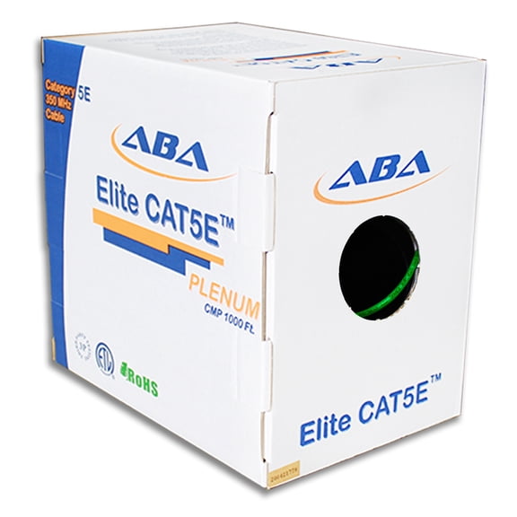 Infinity Cable CAT5E Solid CMP Plenum, 100% Pure Copper 1000 Ft. Bulk Cable Kink-free (Reelex II) Pull Box, Green