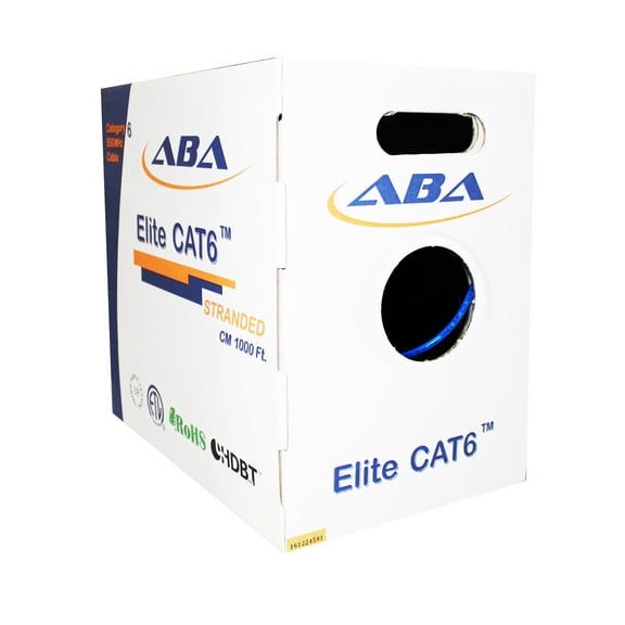 Infinity Cable CAT6 550MHz 24AWG Stranded CM 100% Bare Copper, Bulk Cable 1000ft, Kink-free (Reelex II) Pull Box, Blue