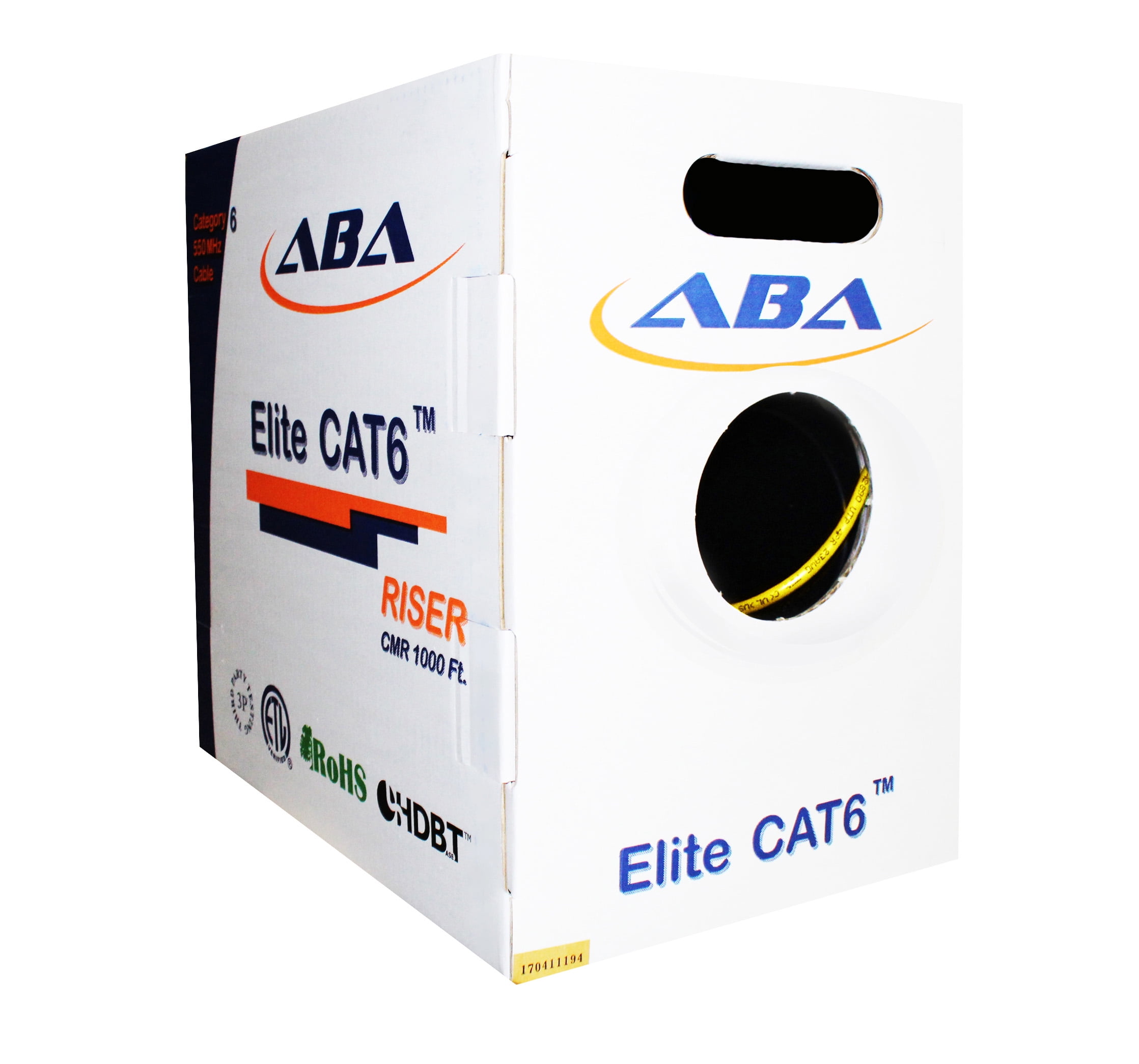 Infinity Cable CAT6 CMR Riser 23AWG UTP, 1000 Feet, 550MHz Solid, 100% Bare Copper, UL CERTIFIED, Easy to Pull (Reelex II) Box, Ethernet Cable, Yellow