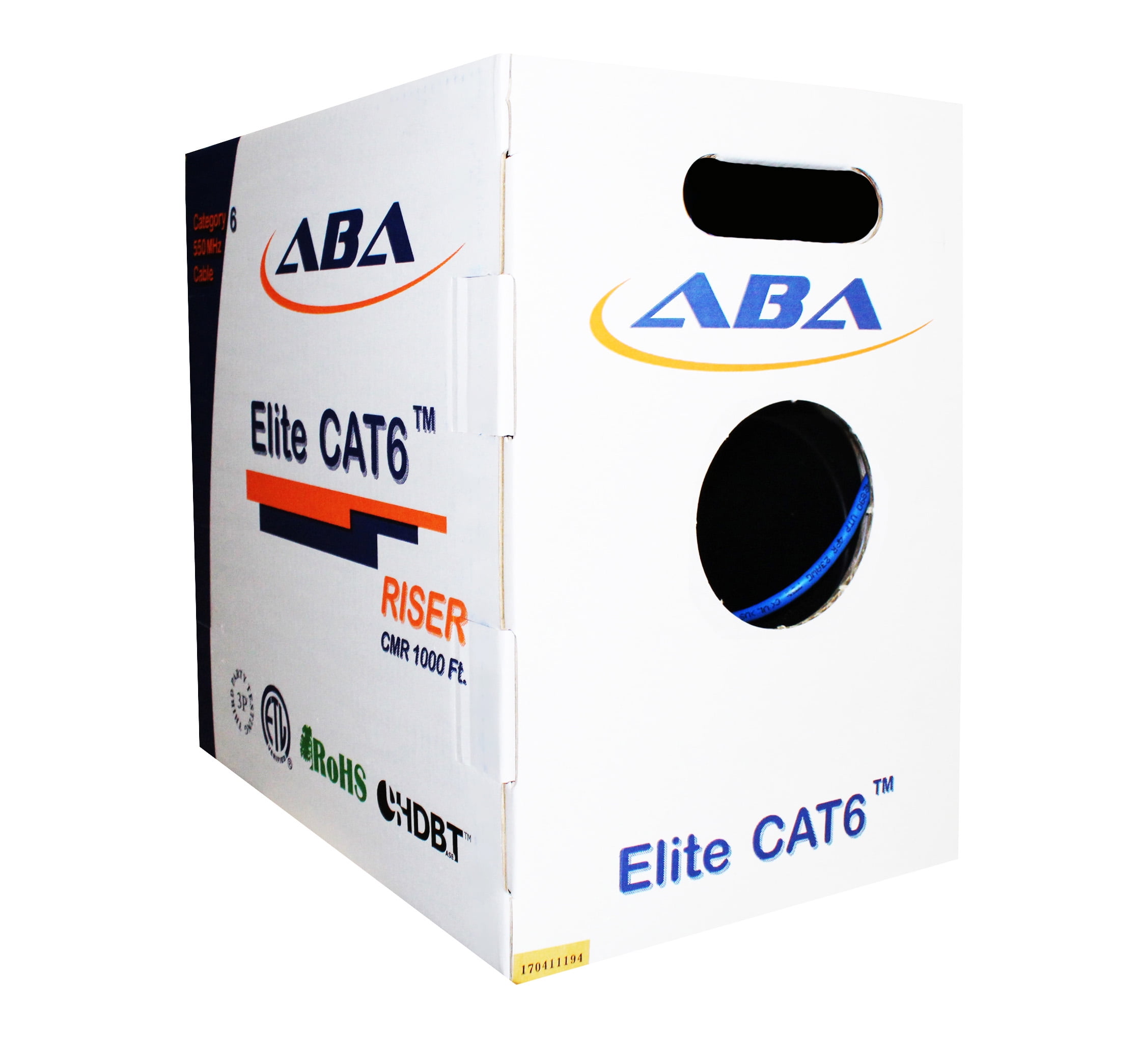Infinity Cable CAT6 CMR Riser 23AWG UTP, 1000 Feet, 550MHz Solid, 100% Bare Copper, UL CERTIFIED, Easy to Pull (Reelex II) Box, Ethernet Cable, Blue