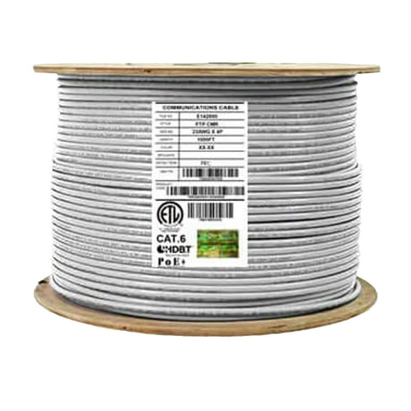 Infinity Cable CAT6 F/UTP 4 Pairs 26AWG Patch Cable CM 100% Pure Copper, 1000 Ft. Bulk Cable Reel, White