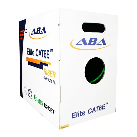 Infinity Cable Cat6e CMR Riser 600MHz UTP, 24AWG, Solid, Bare Copper, 1000 Feet, UL Certified, Ethernet Cable, Easy To Pull (Reelex II) Box, Green