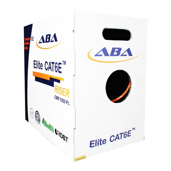 Infinity Cable Cat6e CMR Riser 600MHz UTP, 24AWG, Solid, Bare Copper, 1000 Feet, UL Certified, Ethernet Cable, Easy To Pull (Reelex II) Box, Orange