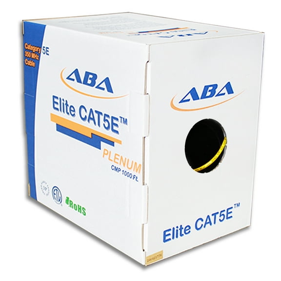 Infinity Cable Plenum CAT5E Solid CMP 100% Bare Copper 1000 Ft. Kink-free (Reelex II) Pull Box, Yellow