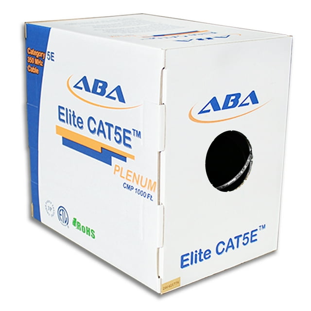 Infinity Cable Plenum CAT5E Solid CMP 100% Pure Copper 1000 Ft. Bulk Cable Advanced Pull Box, Gray