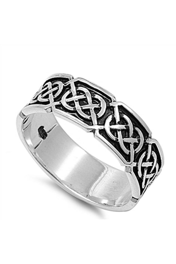 Infinity Celtic Endless Knot Oxidized Ring .925 Sterling Silver Band Jewelry Female Male Size 5