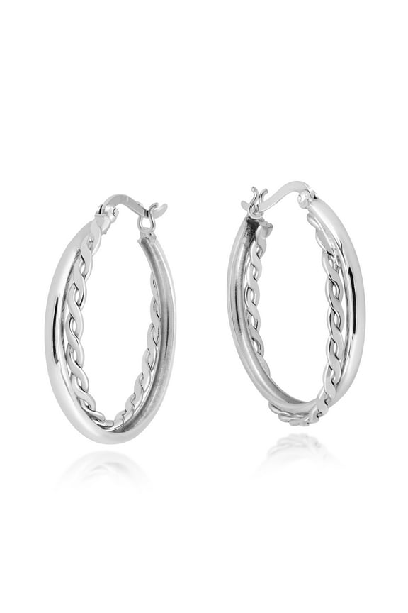Infinity Celtic Knot Braided Hoops Sterling Silver V-lock Earrings | Sterling Silver V-lock Earring for women | V-Lock Earrings