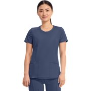 Infinity Cherokee Round Neck Nurse Scrub Tops for Women with 3 Pockets 360 Stretch & Wrinkle-Resistant 2624A