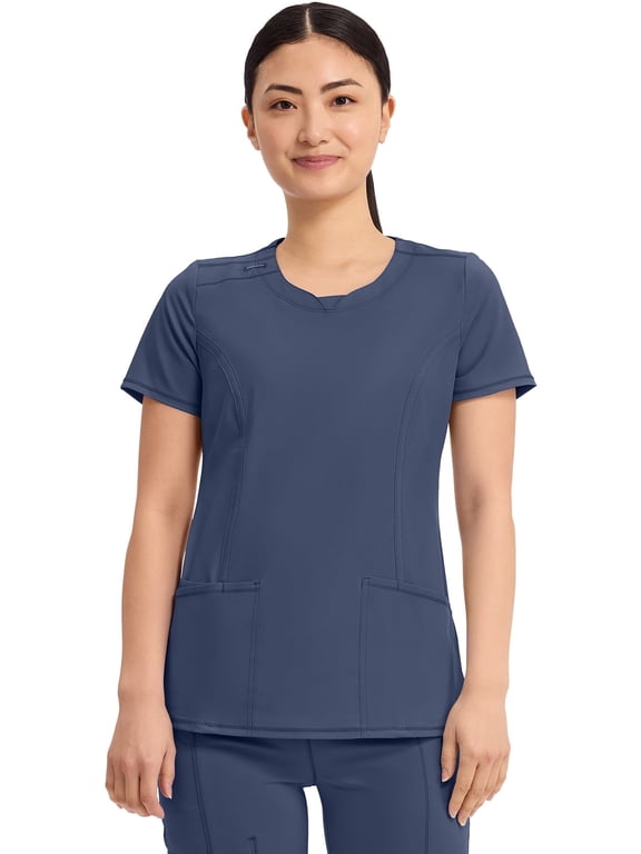 Infinity Cherokee Round Neck Nurse Scrub Tops for Women with 3 Pockets 360 Stretch & Wrinkle-Resistant 2624A