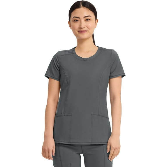 Infinity Cherokee Round Neck Nurse Scrub Tops for Women with 3 Pockets 360 Stretch & Wrinkle-Resistant 2624A