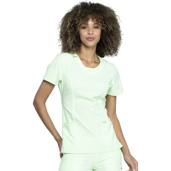 Infinity Cherokee Round Neck Nurse Scrub Tops for Women with 3 Pockets 360 Stretch & Wrinkle-Resistant 2624A