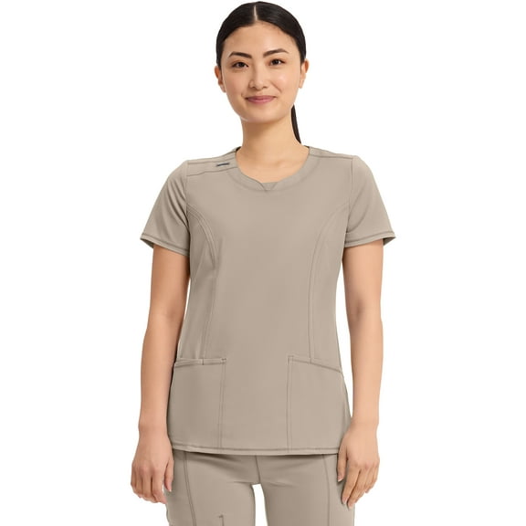Infinity Cherokee Round Neck Nurse Scrub Tops for Women with 3 Pockets 360 Stretch & Wrinkle-Resistant 2624A