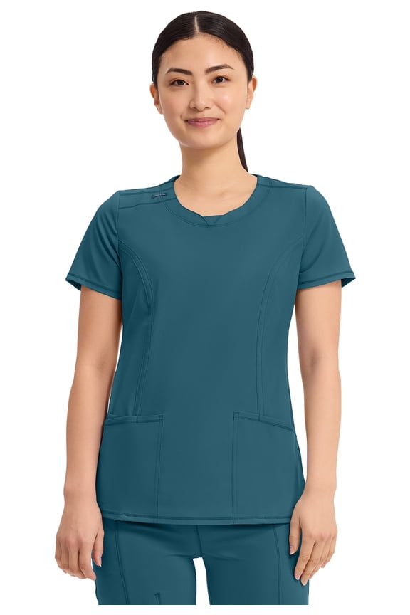Infinity Cherokee Round Neck Nurse Scrub Tops for Women with 3 Pockets 360 Stretch & Wrinkle-Resistant 2624A