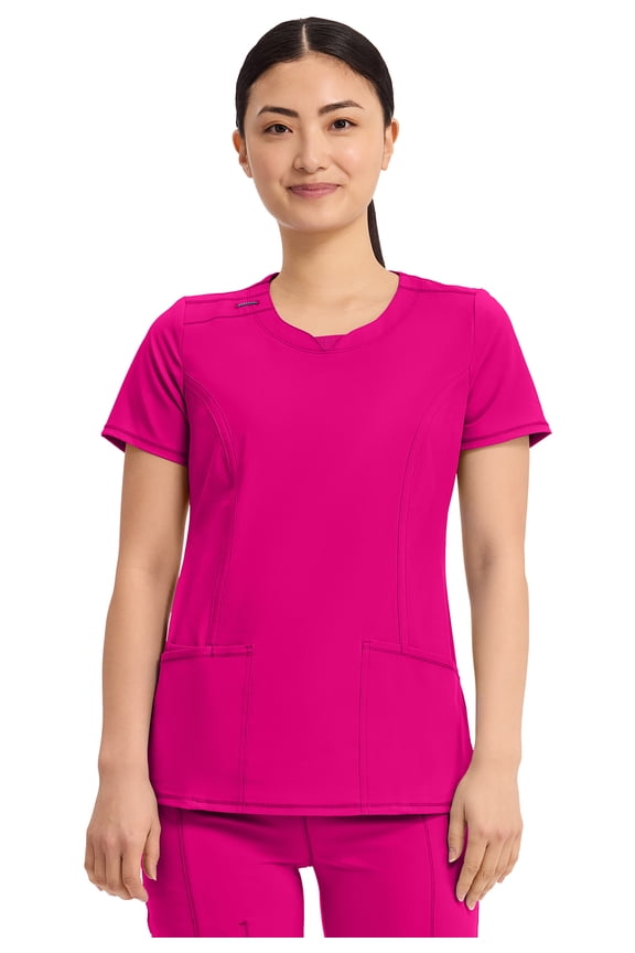 Infinity Cherokee Round Neck Nurse Scrub Tops for Women with 3 Pockets 360 Stretch & Wrinkle-Resistant 2624A