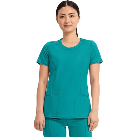 Infinity Cherokee Round Neck Nurse Scrub Tops for Women with 3 Pockets 360 Stretch & Wrinkle-Resistant 2624A