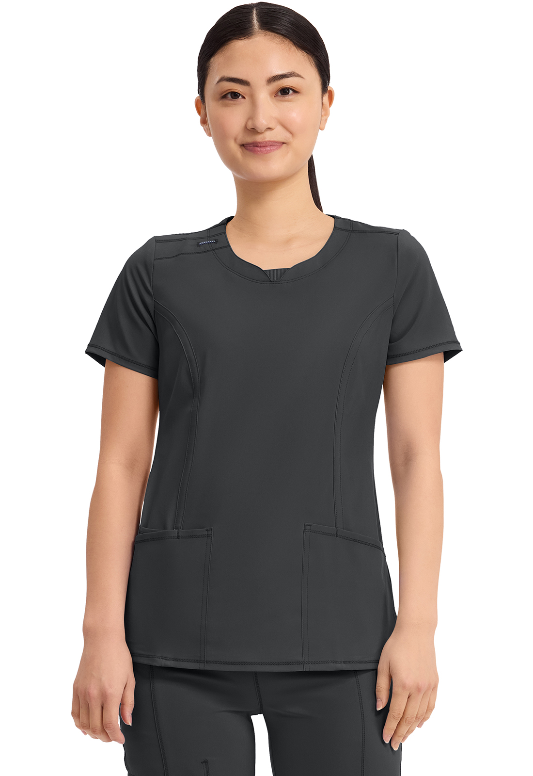 Infinity Cherokee Round Neck Nurse Scrub Tops for Women with 3 Pockets 360 Stretch & Wrinkle-Resistant 2624A