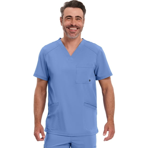 Infinity Cherokee V- Neck Men's Scrub Top with Rib Knit Back Panels with 3 Pockets and 360 Stretch - CK900A