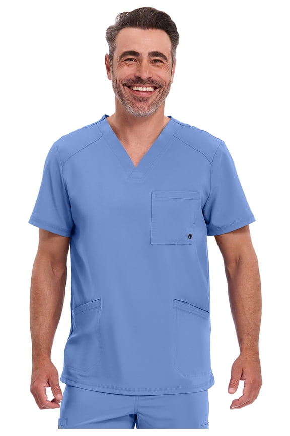 Infinity Cherokee V- Neck Men's Scrub Top with Rib Knit Back Panels with 3 Pockets and 360 Stretch - CK900A